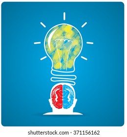 Isolated conceptual lightbulb on a blue background