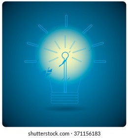 Isolated conceptual lightbulb on a blue background