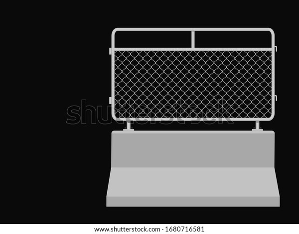 Isolated concrete\
barrier on black\
background\
