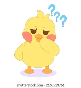 Isolated confused chick cartoon character Vector illustration