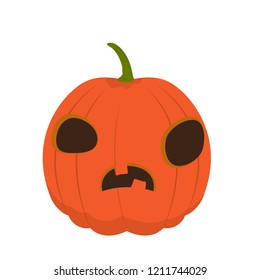 Isolated confused halloween pumpkin. Vector illustration design