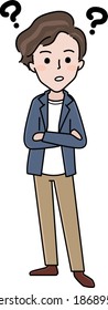 Trabajador de oficina confuso aislado.Dibujo vectorial colorido de dibujos planos.