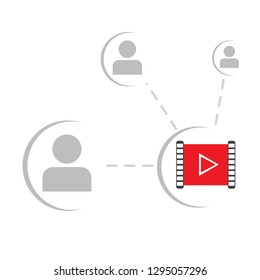 Isolated connected people with a music icon. Vector illustration design