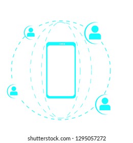 Isolated connected people with a smarphone. Vector illustrstion design