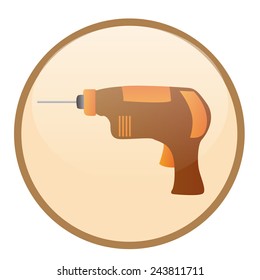 an isolated construction label with a driller icon