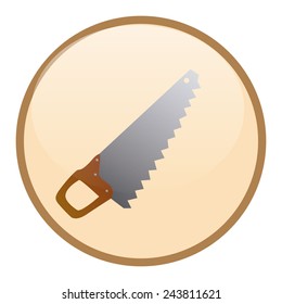 an isolated construction label with a saw icon