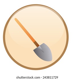 an isolated construction label with a shovel icon