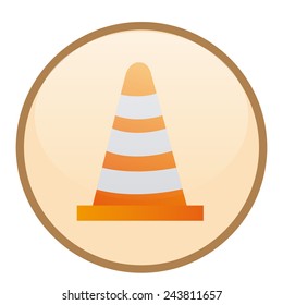 an isolated construction label with a traffic cone