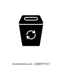 Recipiente isolado para artigos recicláveis com símbolo circular, concebido para reutilização com um elemento de concepção limpo e ambientalmente focalizado.