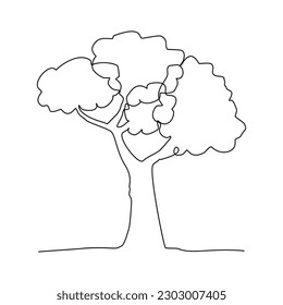 isolated continuous single line tree vector illustration