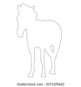 isolated contour of donkeys, pony