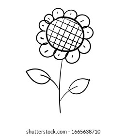 Isolated contour image of a flower on a white background. Use for fabric, packaging, coloring, patterning.