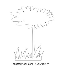  isolated, contour, sketch grass and flower