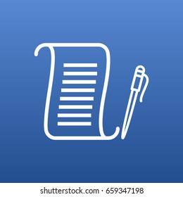 Isolated Contract Outline Symbol On Clean Background. Vector Agreement Element In Trendy Style.