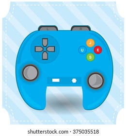 Isolated control of a console on a blue textured background