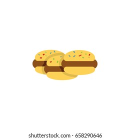 Isolated Cookies Flat Icon. Biscuit Vector Element Can Be Used For Cookie, Shortcake, Biscuit Design Concept.