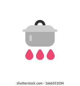 isolated cooking pot on fire icon on white background