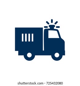 Isolated Cop Car Icon Symbol On Clean Background. Vector Truck Element In Trendy Style.