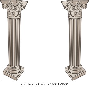 Isolated Corinthian Columns. Vector Illustration.