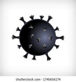 Isolated Coronavirus Bacteria Cell Icon, 2019-nCoV, Covid-2019, Covid-19 Novel Coronavirus Bacteria.  Dangerous Coronavirus Cell in China, Wuhan Concept. Vector Illustration.