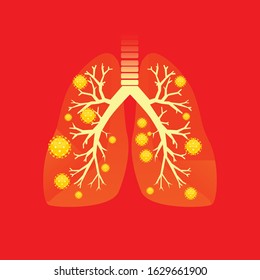 isolated coronavirus infected in the lung flat style illustration