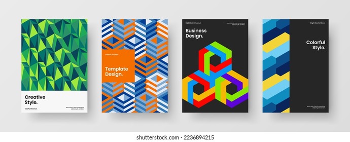 Einzeln Corporate Broschüre, Vektordesign Konzept Komposition. Reinigen Sie den Layoutsatz für Mosaikhexagons.