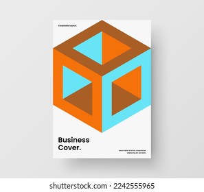 Isolated corporate cover A4 vector design concept. Abstract mosaic hexagons leaflet layout.