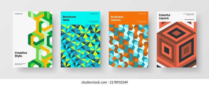Isolated corporate cover design vector concept composition. Abstract geometric pattern annual report illustration set.