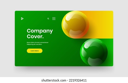 Isolated corporate cover design vector layout. Trendy realistic balls brochure illustration.