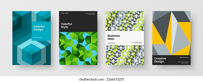 Einziger Corporate Cover, Vektorgrafik-Design-Bundle. Minimalistische Mosaik Fliesen Plakatkonzept Komposition.