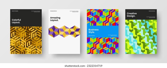 Isolated corporate cover vector design template composition. Creative geometric tiles front page illustration collection.
