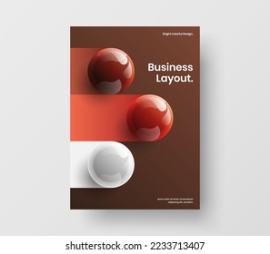 Isolated Corporate Identity A4 Design Vektorkonzept. Originale 3D-Kugeln Katalog Titelgrafik.