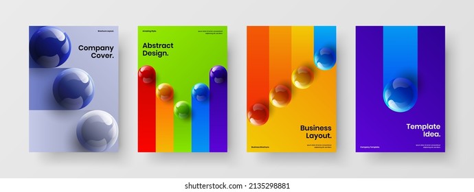 Isolated corporate identity vector design concept bundle. Vivid realistic spheres presentation illustration collection.