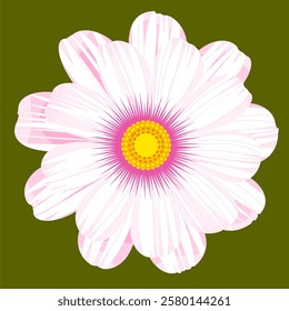 Isolated cosmos flower clipart. Single vector cosmos flower.