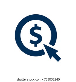 Isolated Cost Per Icon Symbol On Clean Background. Vector Click  Element In Trendy Style.