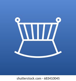 Isolated Cot Outline Symbol On Clean Background. Vector Crib Element In Trendy Style.