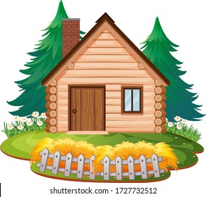 Isolated cottage in the wood illustration