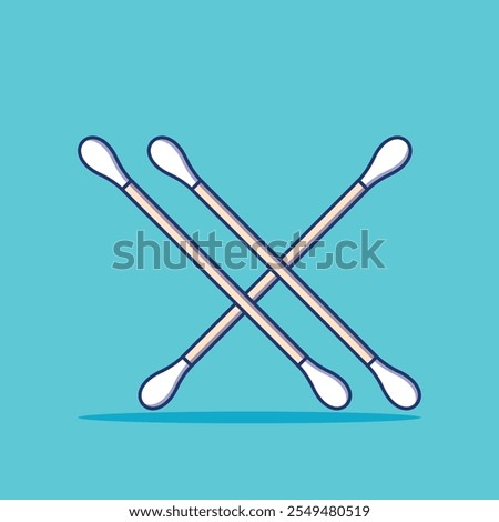 Isolated Cotton swabs vectors on a blue background in vector format