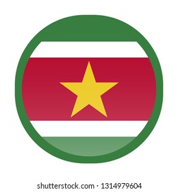 Isolated Country flags pins button : South america : Suriname illustration in vector on white background