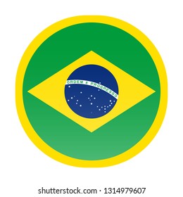 Isolated Country flags pins button : South america : Brazil illustration in vector on white background