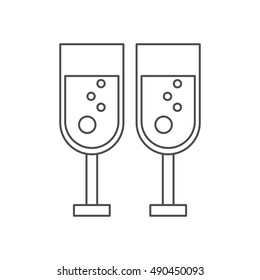 Isolated couple of cups of champagne design