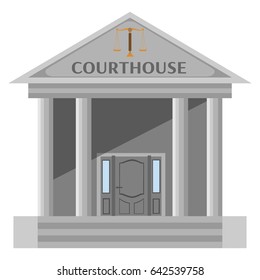 Isolated courthouse building on white background