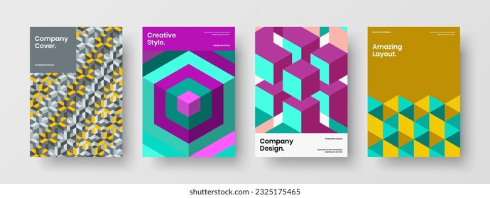 Composición del concepto de diseño de vector A4 de cubierta aislada. Resumen de mosaicos mosaicos conjunto de ilustraciones de folletos.