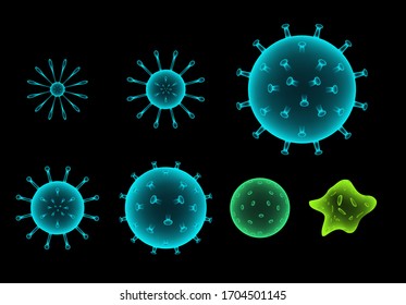 Isolated Covid-19 Virus in overlay transparent style, vector art