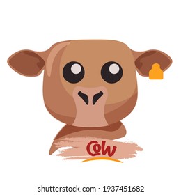 Isolated cow animal farm sweet baby icon- Vector