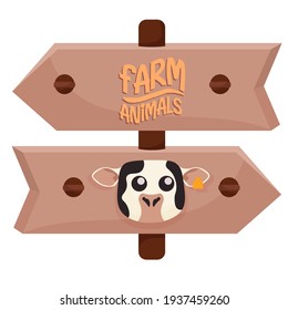 Isolated cow indications animal farms cute icon- Vector