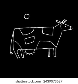 Isolated Cow on black Background