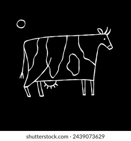 Isolierte Kuh auf schwarzem Hintergrund