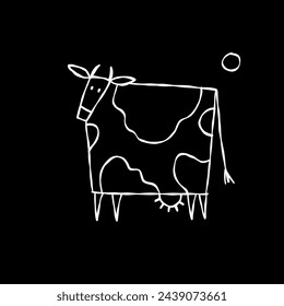 Isolated Cow on black Background