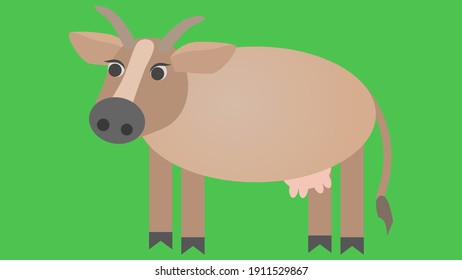 isolated cow on green background